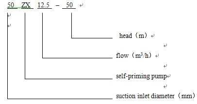 ZX series self-suction pump Type meaning